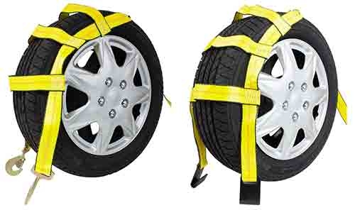 Wheel Net Car Tow dolly straps with Snap Hook and Flat Hook used on Tires by Mytee Products